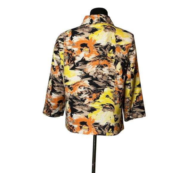 David Brooks vintage orange yellow print silk blazer jacket size Medium - Picture 13 of 16